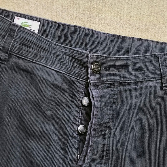 Lacoste Mens Corduroy Pants Size W37 L33 Dark Gray Casual Trousers Button Fly - Picture 4 of 10